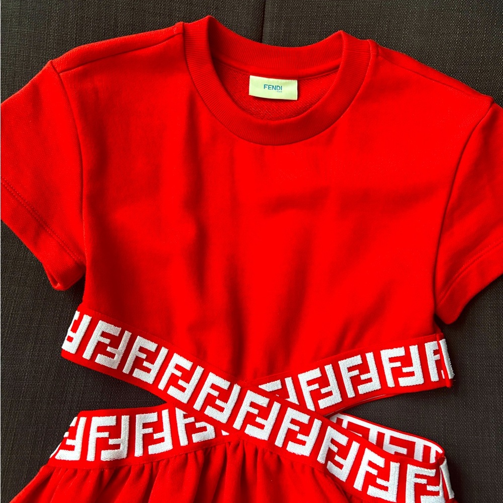 Red logo dress